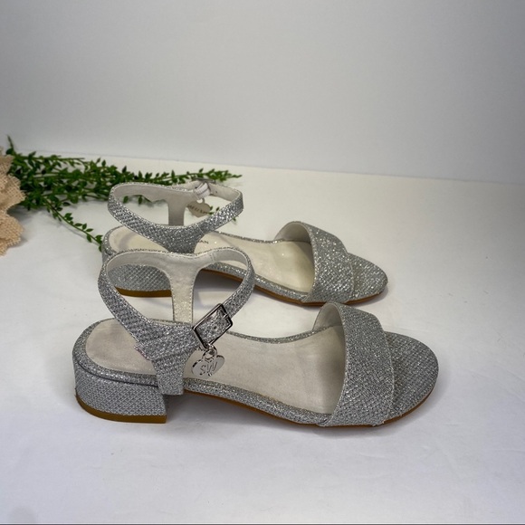 Stuart Weitzman Penelope Quarter Silver Sparkle Sandals Open Toe Fancy Size 1M - Picture 3 of 11